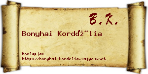 Bonyhai Kordélia névjegykártya